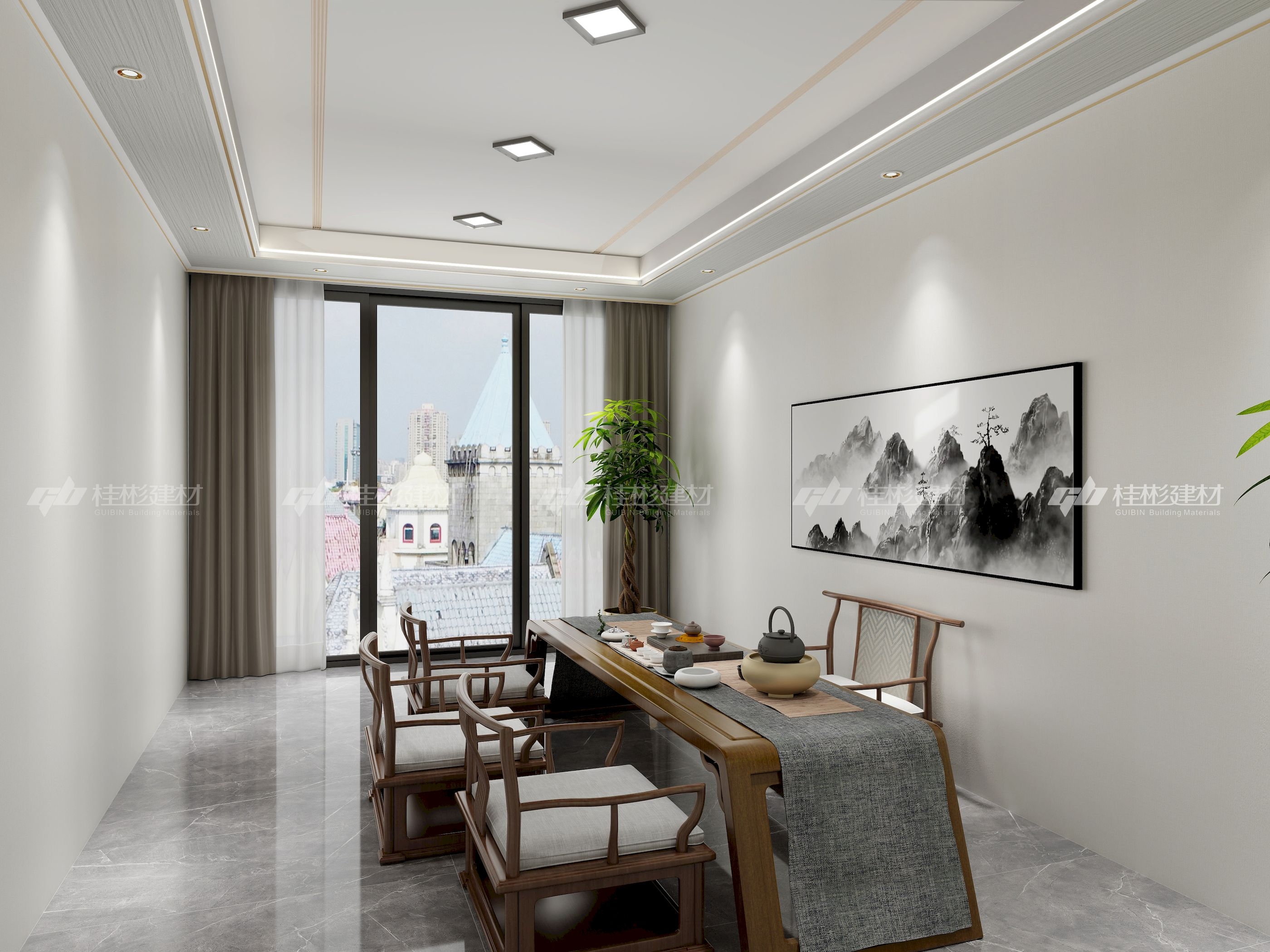 滚涂系列蜂窝大板_海棠木_装修效果图