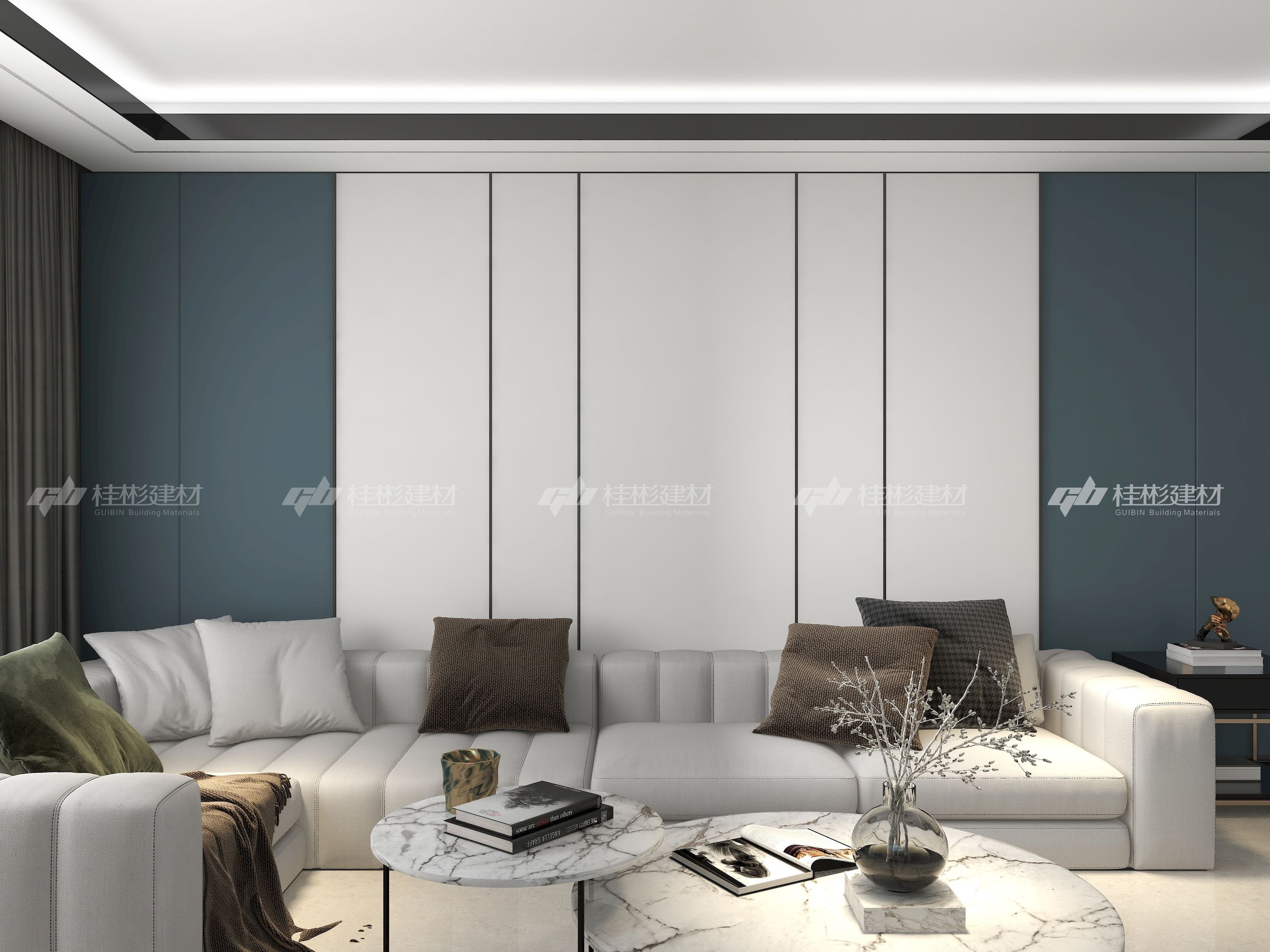 木饰面系列蜂窝大板-GB515001 晴空蓝-效果图