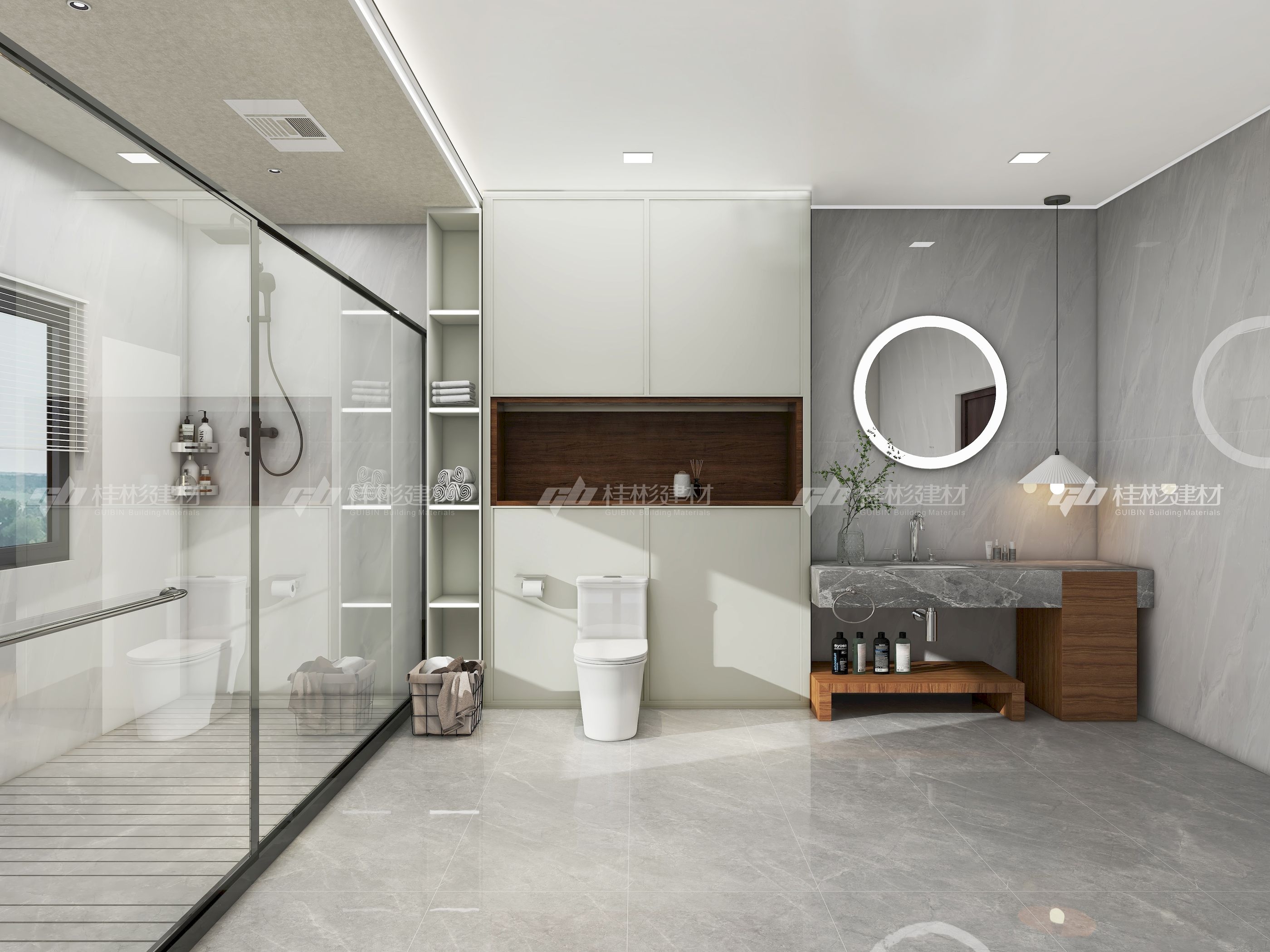 滚涂系列蜂窝大板_印象灰_装修效果图