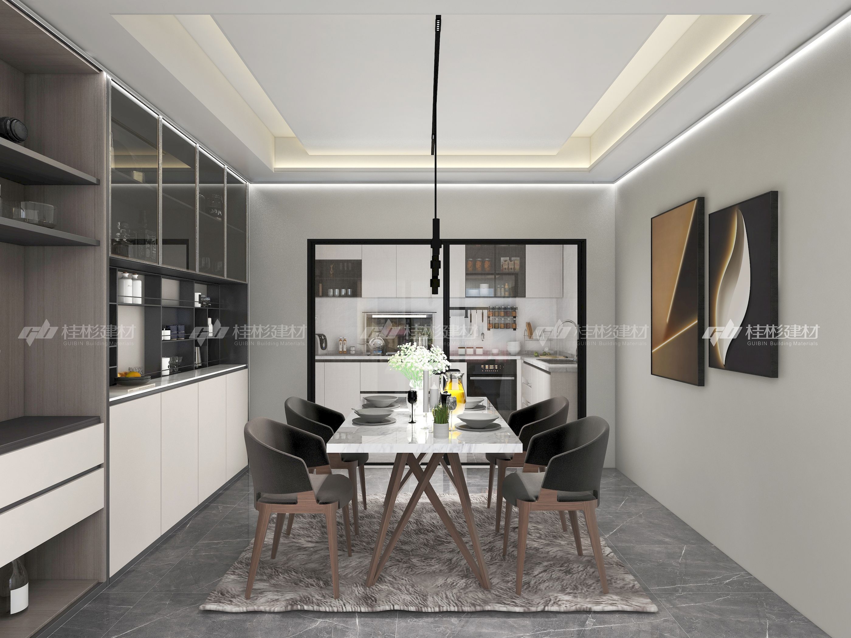 滚涂系列蜂窝大板_都市灰_装修效果图